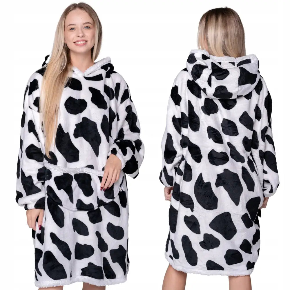 Varm 2-i-1 Oversized Pleddgenser med Hette Xxl Tykk Pelspleddgenser