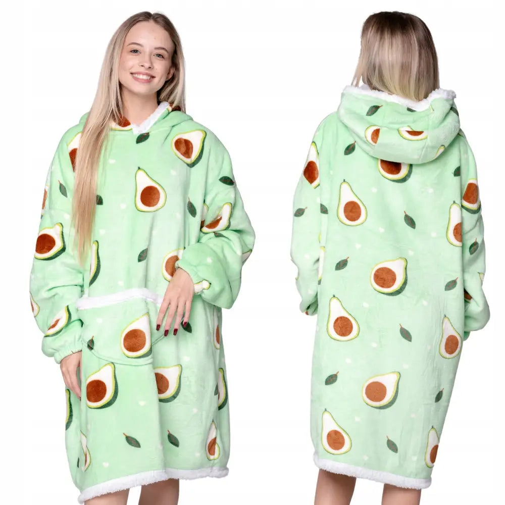 Varm 2-i-1 Oversized Pleddjakke med Tykk Xxl Fuskepels og Hette