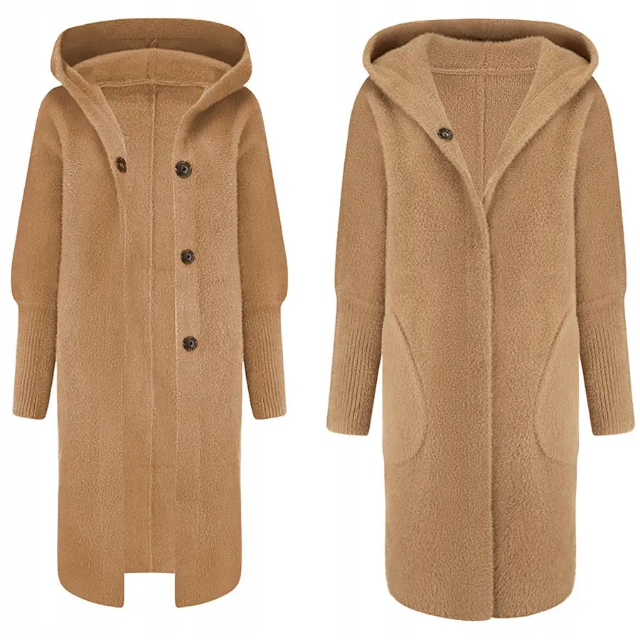 Varm Alpakka Frakk Cape Jakke Ull Farger - Beige v