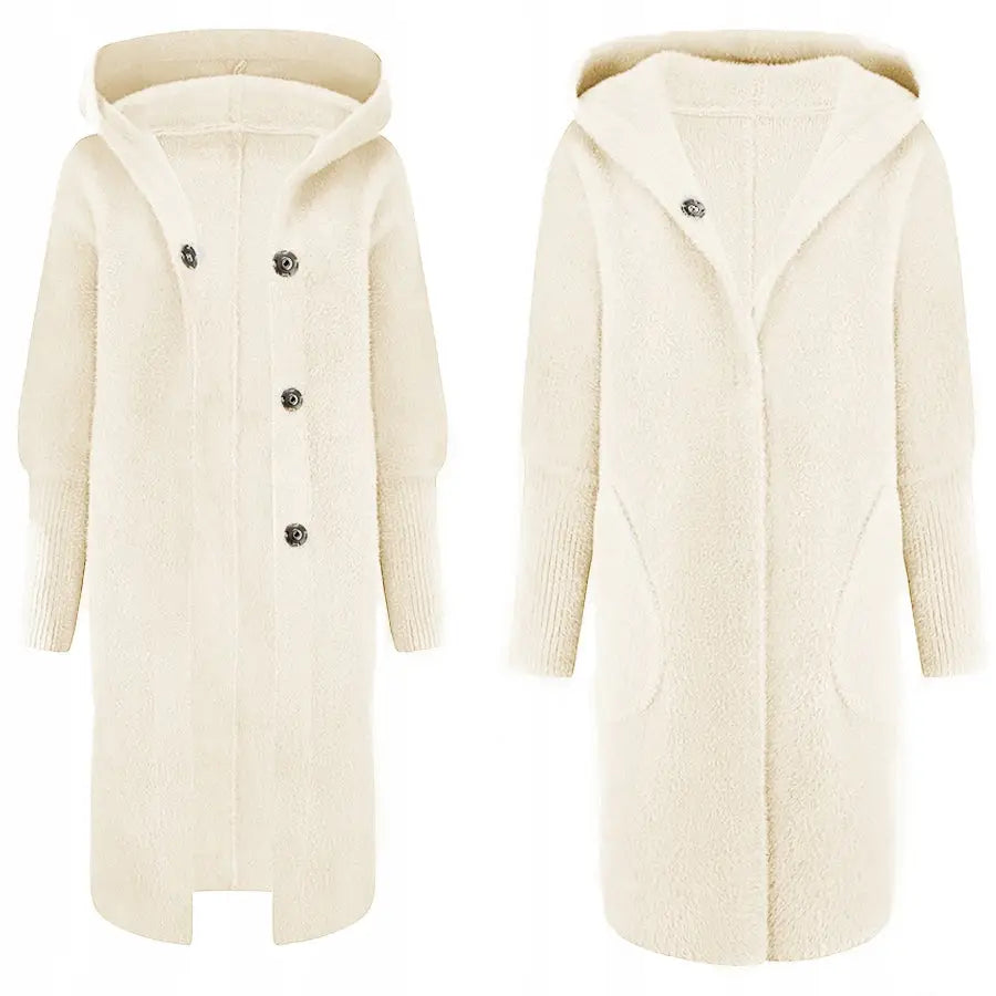 Varm Alpakka Kåpe Cape Jakke Ull Farger - Hvit