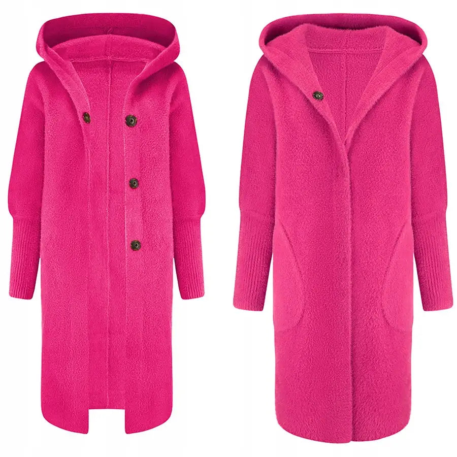 Varm Alpakka Kåpe Cape Jakke Ull Farger - Rosa v