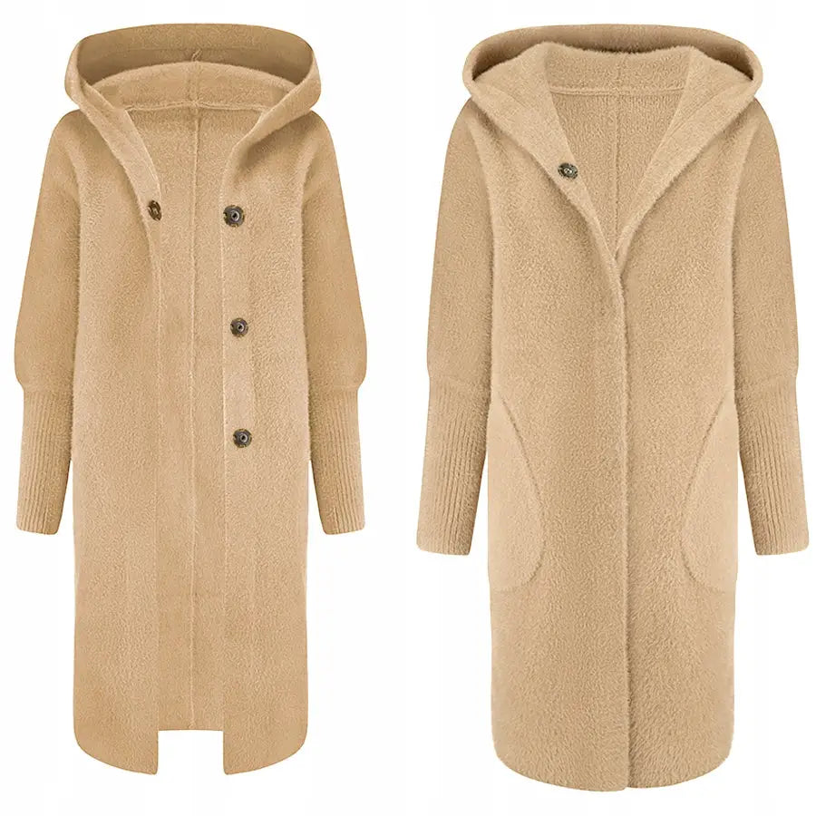 Varm Alpakka Kåpe Cardigan Jakke Ull Farger - Beige v