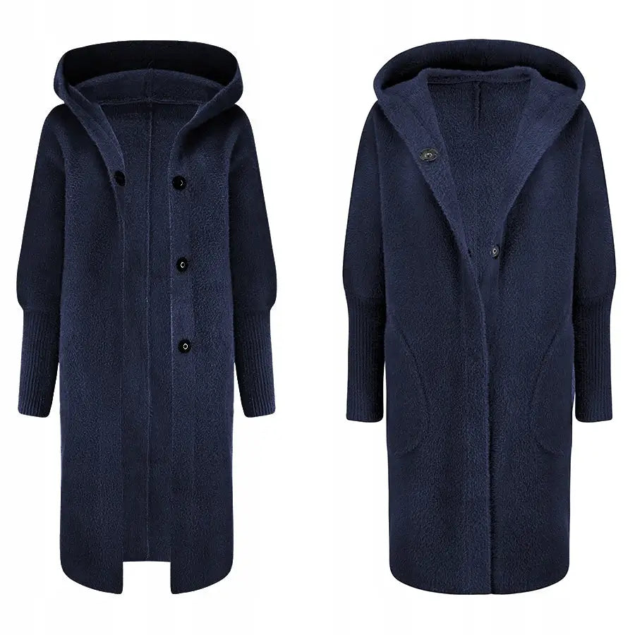 Varm Alpakka Overtrekksfrakk Jakke Ull Farger - Blå