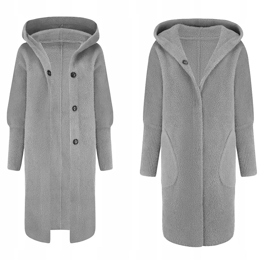 Varm Alpakka Overtrekksfrakk Jakke Ull Farger - Grå v