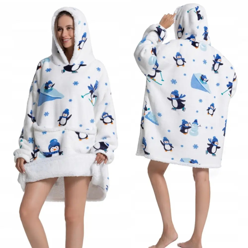 Varm Hettegenser-pledd Oversize 2-i-1 Tykk Xxl Gave Kosedyr Pleddgenser