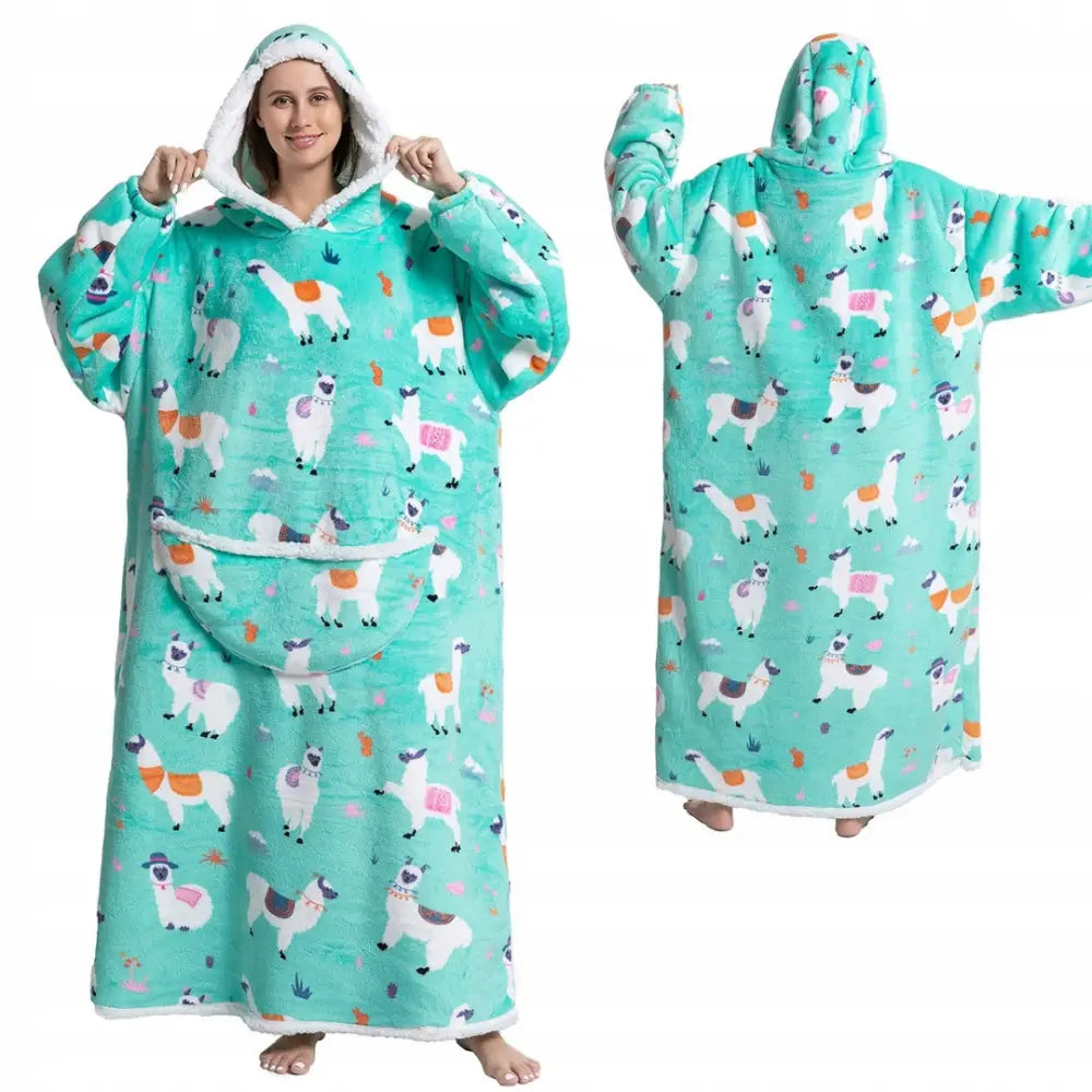 Varm Hettegenser Pledd Oversize 2-i-1 Tykk Xxl Pelspledd Lang Pleddgenser