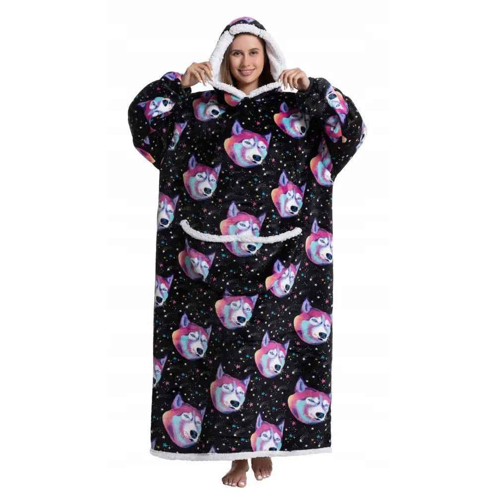 Varm Hettegenser Pledd Oversize Teddy 2-i-1 Tykk