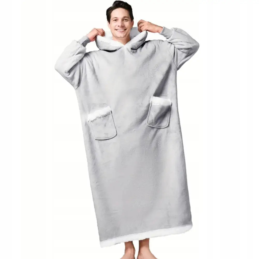 Varm Hettegenser Teppe Oversize 2i1 Tykk Xxl Lang Plysj Teppegenser