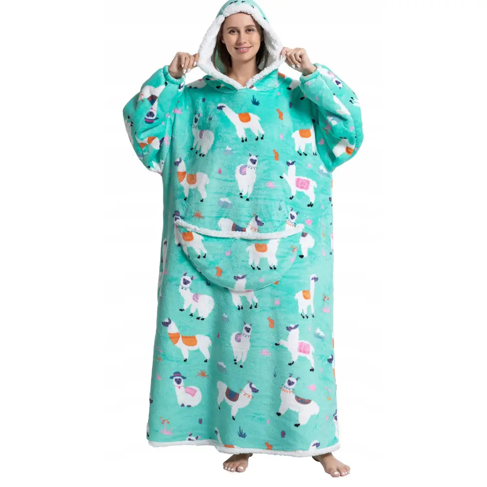 Varm Hettegenser-teppe Oversize Teddy 2-i-1 Tykk