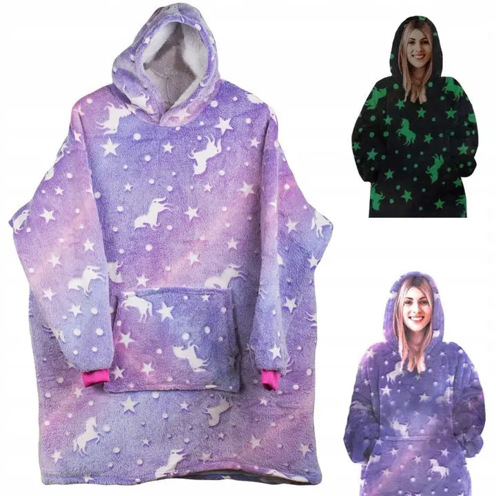 Varm Hettejakke-teppe Oversize 2-i-1 Tykk Xxl Gave Teddy-fleece Teppejakke
