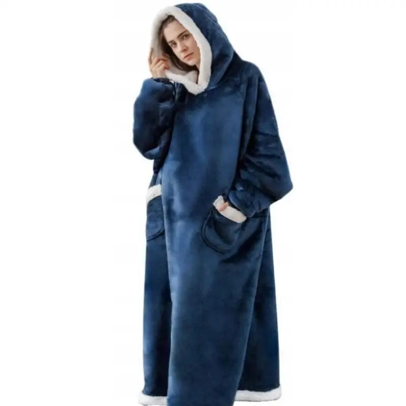 Varm Oversize 2-i-1 Hoodie Teppe Tykk Xxl Lang Pelsaktig Hettegenser Teppe