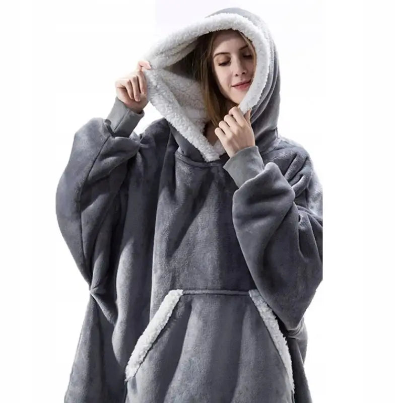 Varm Oversized Hettegenser-teppe 2-i-1 Tykk Xxl