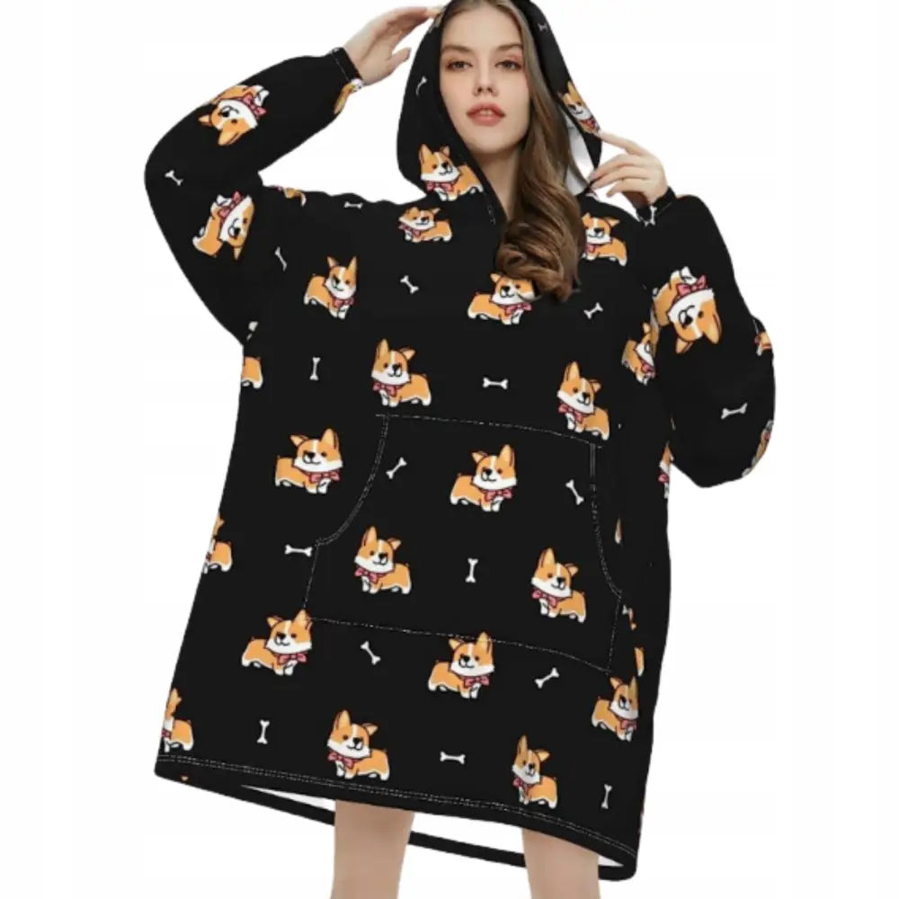Varm Oversized Hettegenser Teppe 2-i-1 Tykk Xxl Fuskepels Teppe-hoodie Gave