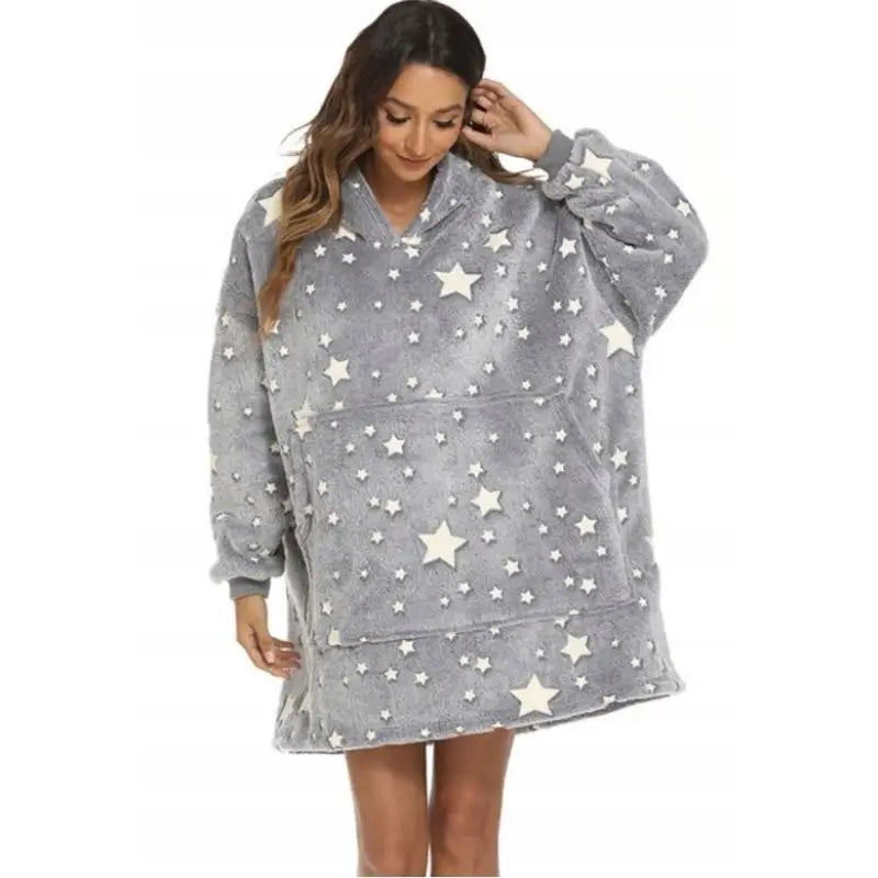 Varm Oversized Teddy-fleece Genser 2-i-1 Tykk Xxl Kocobluza