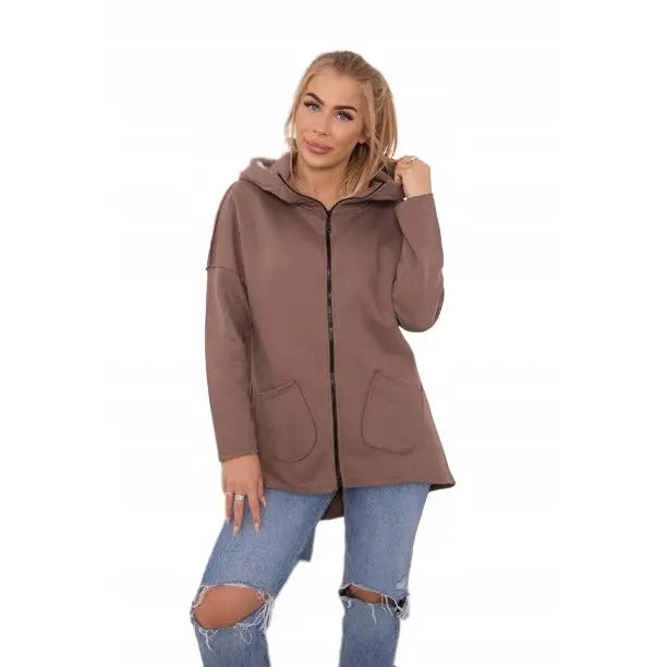 Varmefôret Bluse med Lengre Bakstykke i Mokka