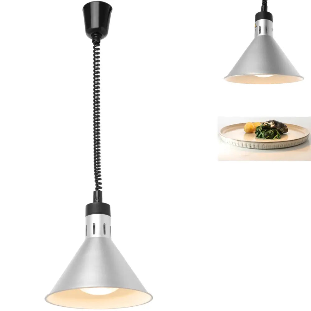 Varmematlampe - Hengende Kjegleformet Sølv 250w