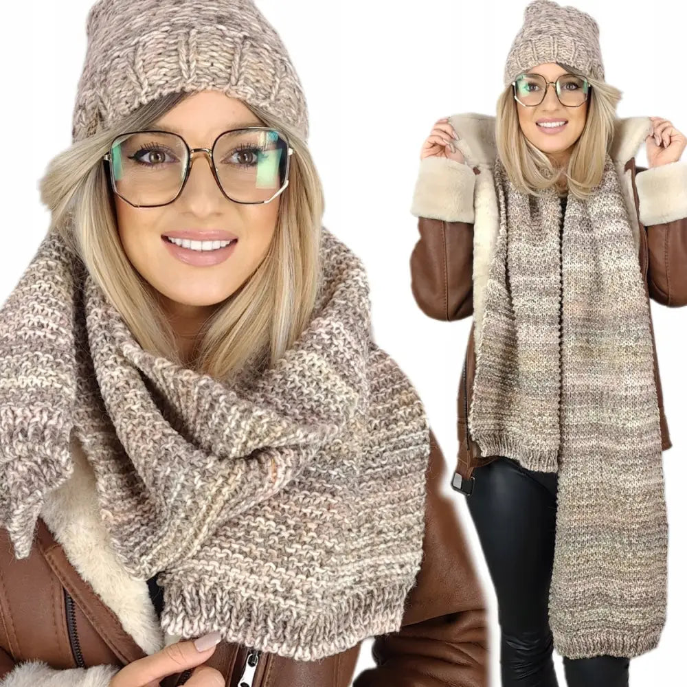 Varmt Sett Lue + Skjerf Ull Dame Tykk Vinterskjerf