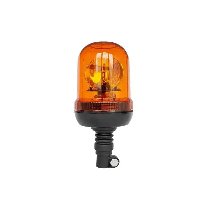 Varsellampe H1 med oransje plastkuppel, svart sokkel og feste, avbildet forfra mot hvit bakgrunn.