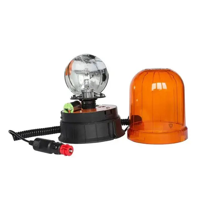 Varsellampe H1 fra TT Technology, skråvisning uten kuppel som viser reflektor, lyspære og sort base med ledning.