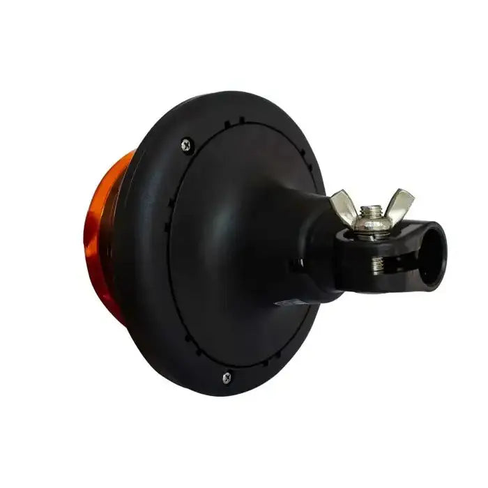 Varsellampe Led fra TT Technology, baksidevisning med synlig vingemutter og monteringsbrakett i plast og metall.