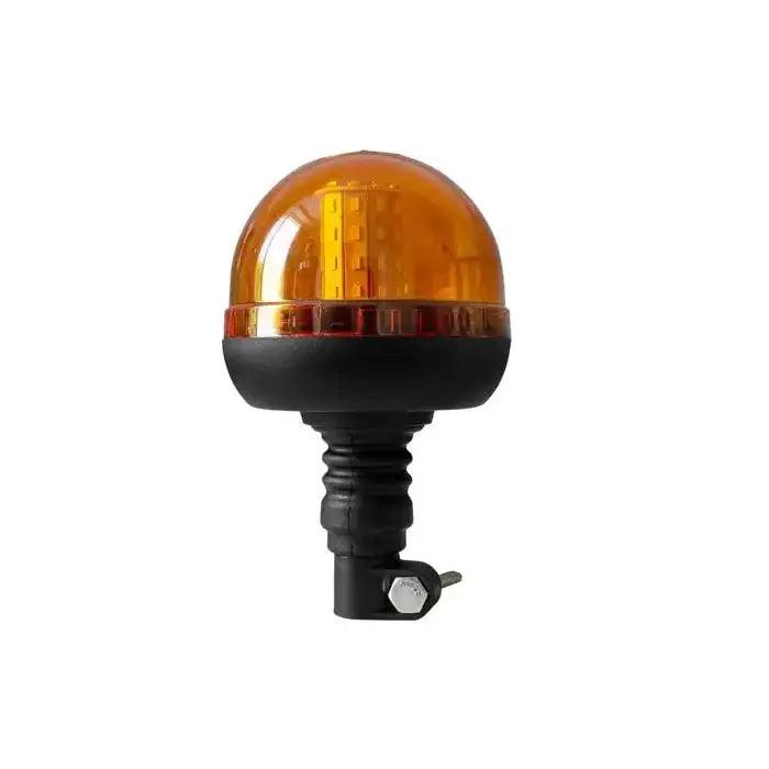 Varsellampe SMD LED med oransje kuppel og sort base, sidevisning med synlig monteringsbolt og metallfeste.