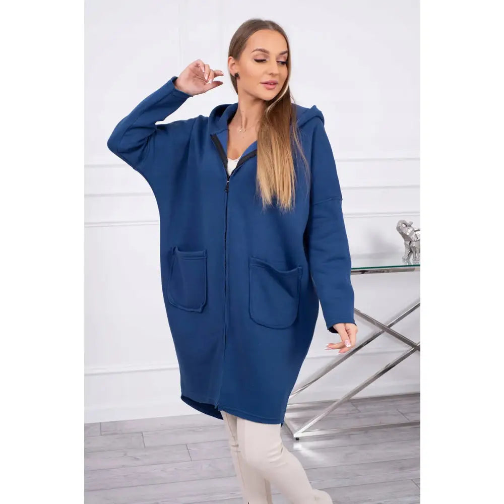 Vattert åpen Jakke med Lengre Bakside i Denim