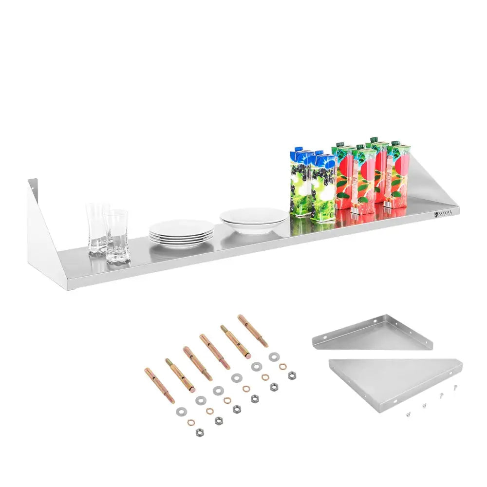 Vegghengt Rustfritt Stål Enkelthylle 150cm