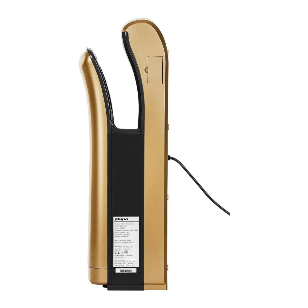 Veggmontert Gull Elektrisk Håndtørker 1200w Physa Bari Gold