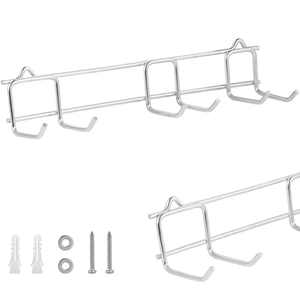Veggmontert rustfri stål henger for blender, skråvisning med medfølgende skruer, plugger og skiver.
