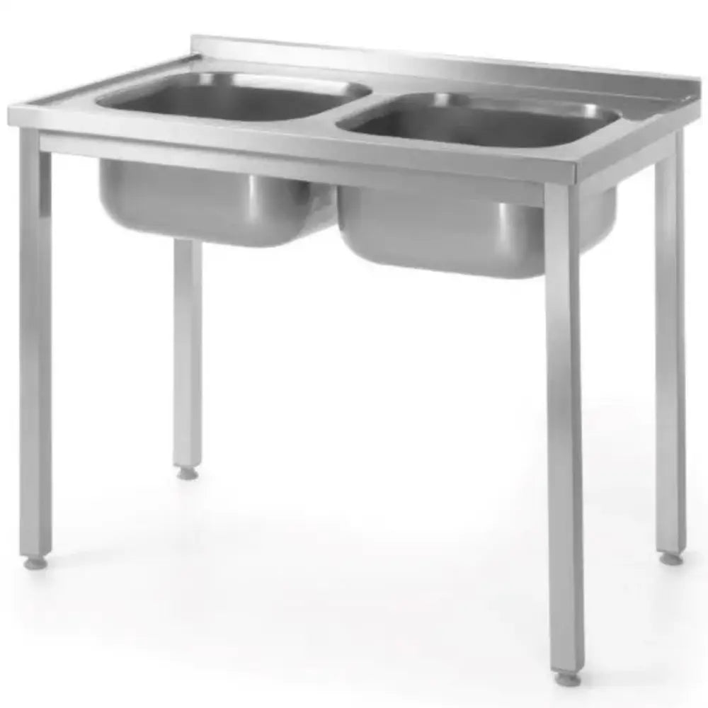 Veggmontert Stålbord med To Synker 100x70x85 Cm - Hendi 812952