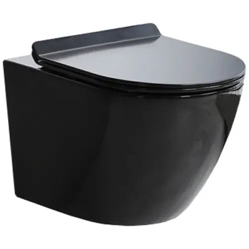 Veggmontert Toalettskål i Svart - Primo Black