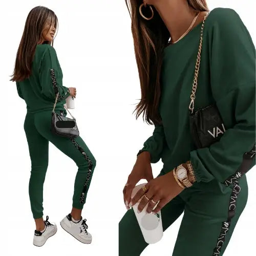 Velurbukse og Hettejakke Komplett i Flaskegrønt