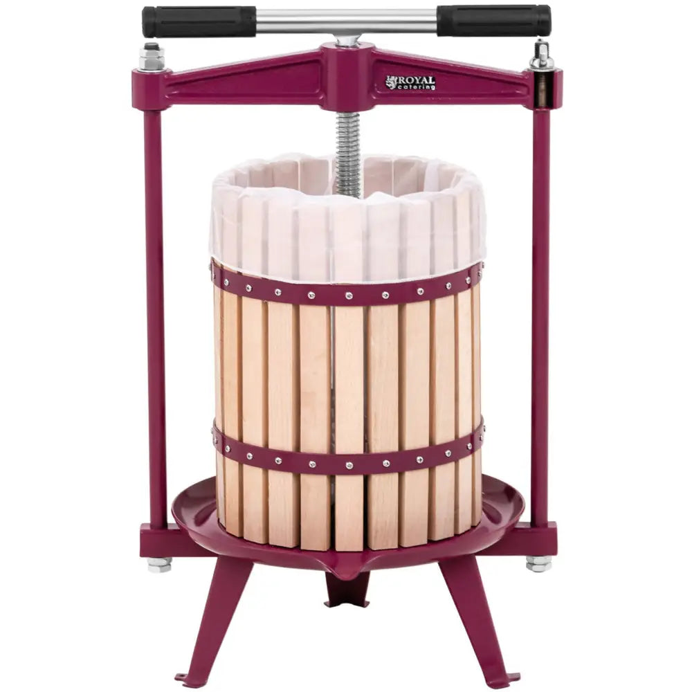 Vinpresse med Ramme av Tre + Filtreringspose 18l