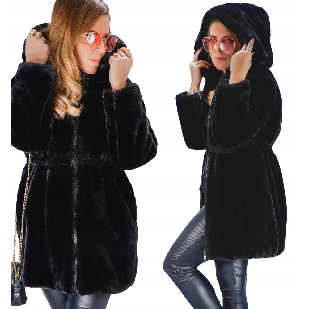 Vinterjakke med Hette og Innstramming i Livet