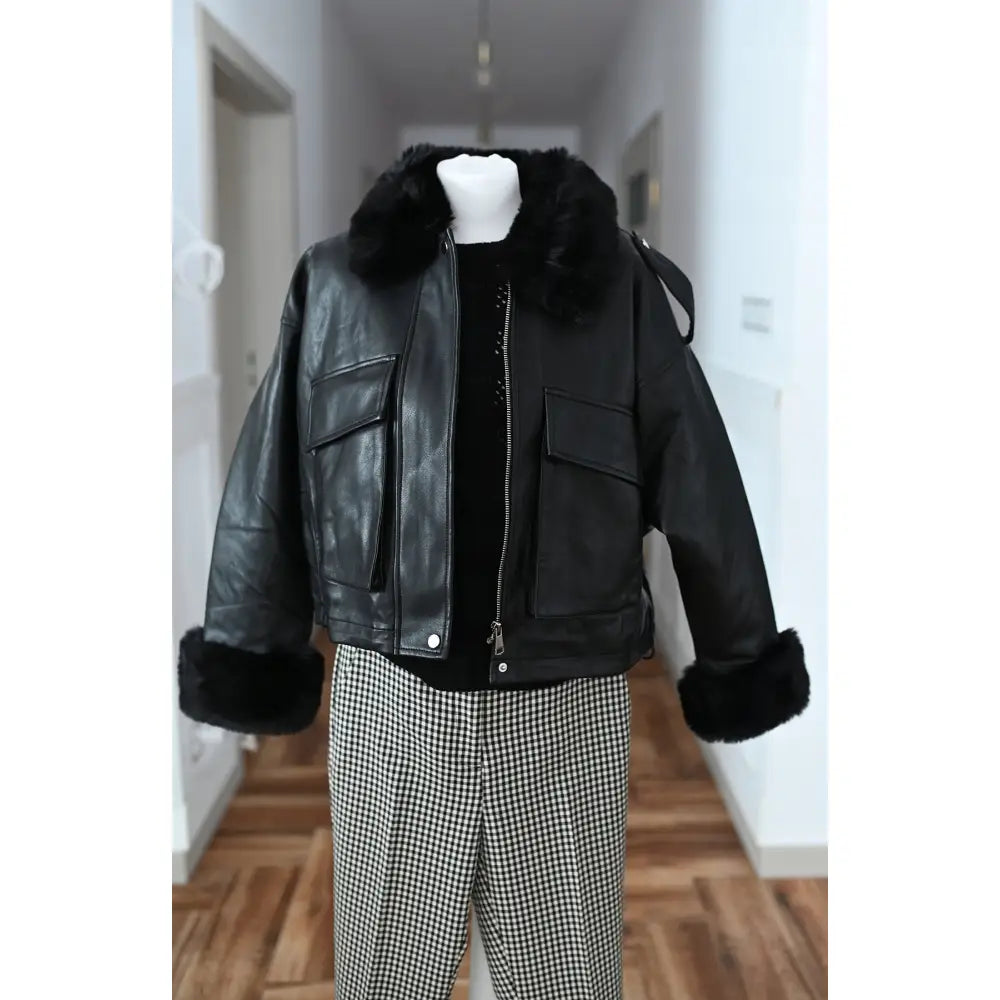 Vinterjakke Universell Størrelse opp til 48 Bomberjakke i Kunstlær