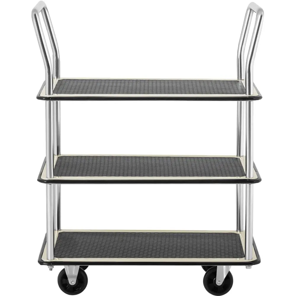 Vogntrolleytransport med Håndtak 3 Hyller Opptil 150 Kg 72 x 43 Cm