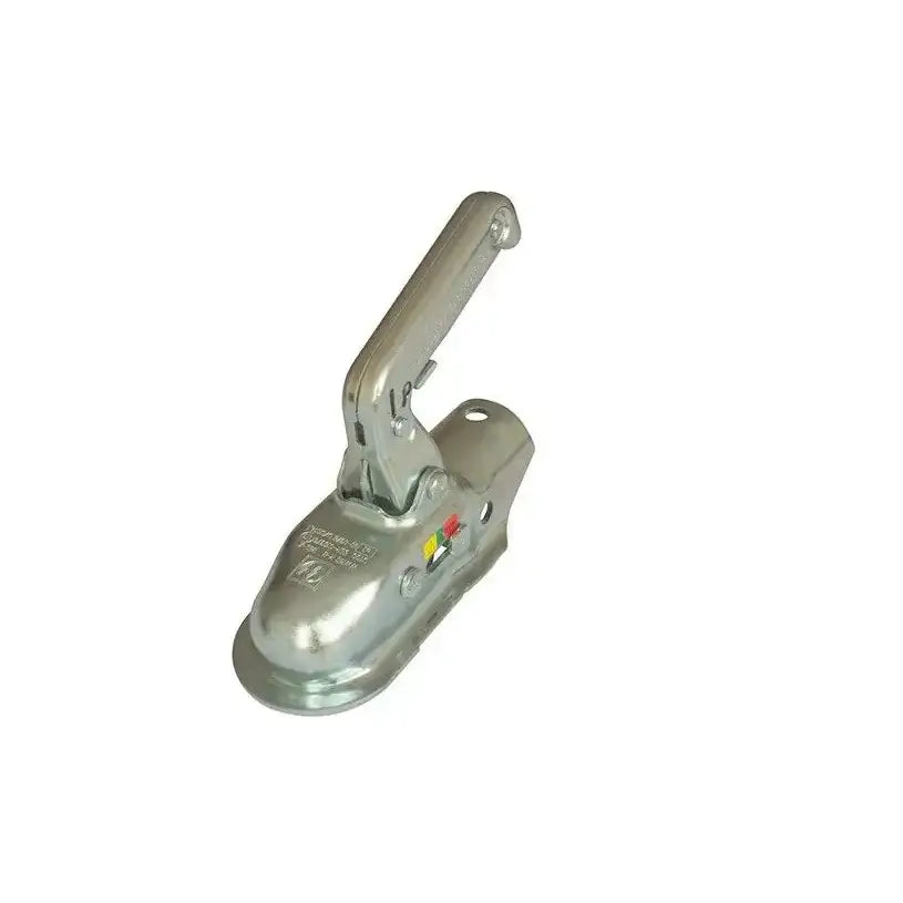 Winterhoff WW 150-RB kulekobling, skrå sidevisning med oppreist håndtak og tydelige fargemarkeringer.