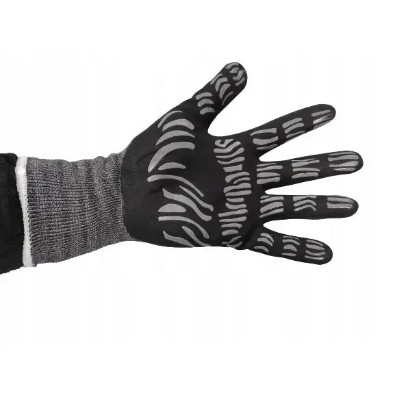 Würth Tigerflex Plus arbeidshanske XL, håndflate med grått grep og elastisk grått håndledd, detaljert struktur.