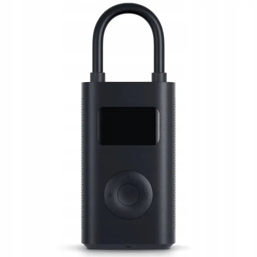 Xiaomi elektrisk sykkelpumpe 1S, frontvisning med digital skjerm og kontrollknapp på hvit bakgrunn.