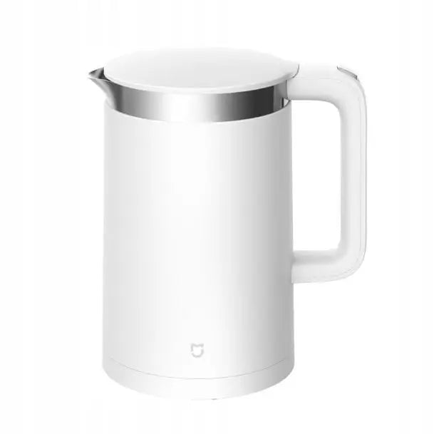 Xiaomi Mi Smart Kettle Pro, hvit vannkoker med matt finish og ståldetaljer, skrå frontvisning.