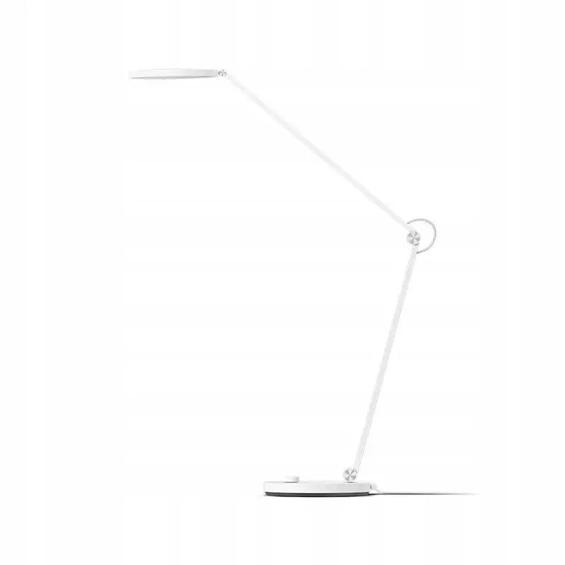 Xiaomi Mi Smart LED skrivebordslampe Pro, sideprofil som viser justerbare ledd og rund, hvit metallbase.