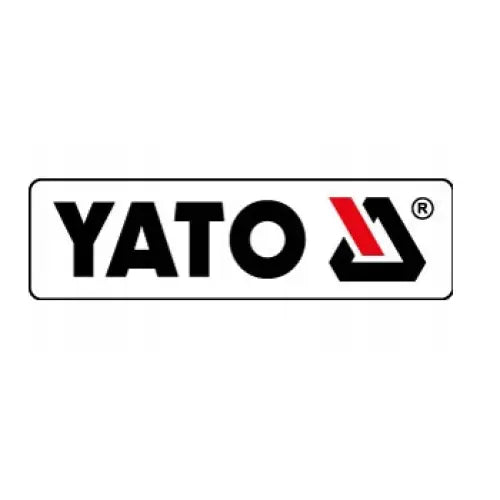 Yato logo i svart og rødt med grafisk element, vist på hvit bakgrunn med markert rektangulær ramme.