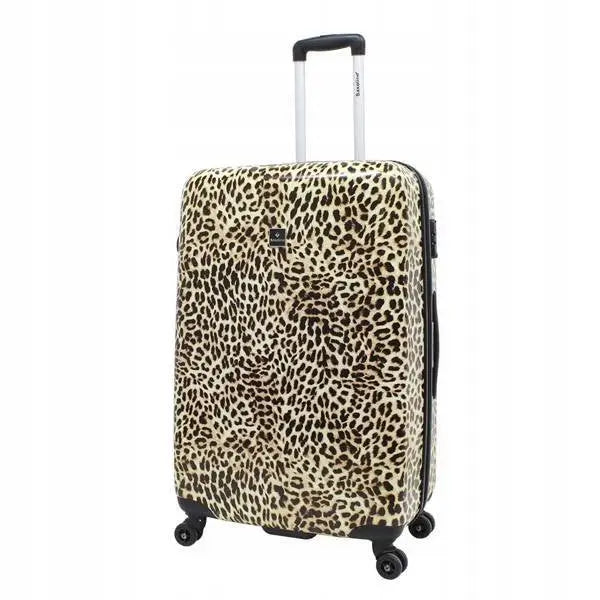 Stor Fargerik Reisekoffert med 4 Hjul - Saxoline Leopard l