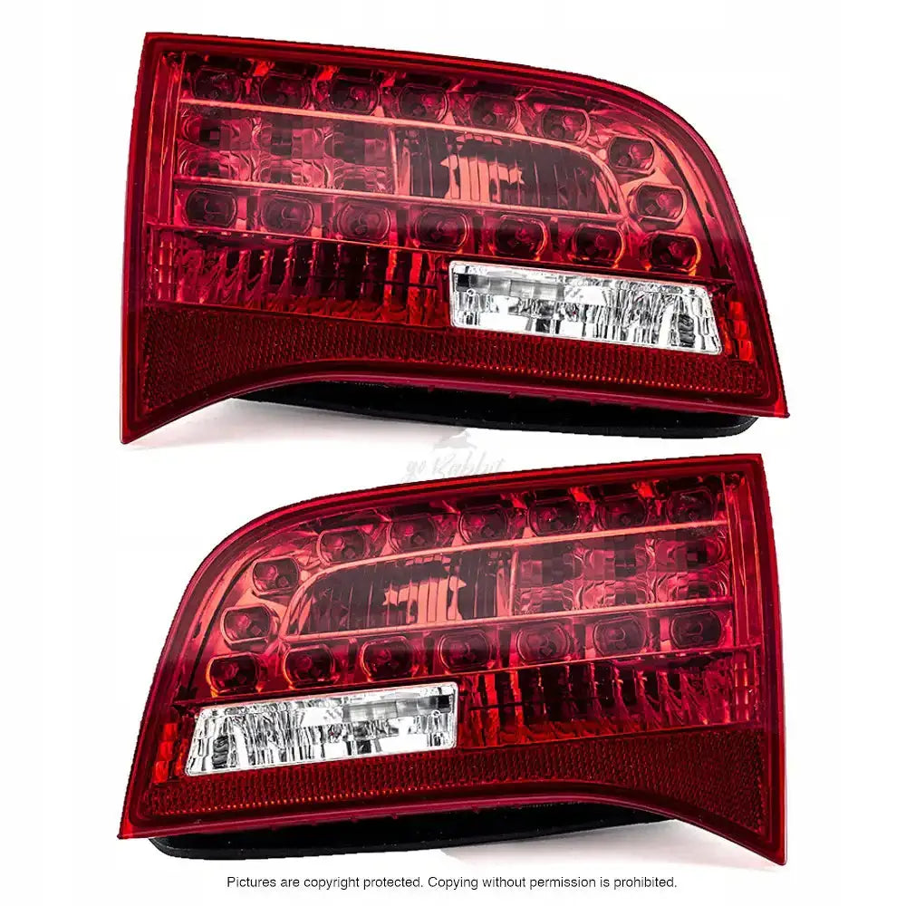 Audi A6 (C6) 04-11 - Deler Og Tilbehør, to rektangulære baklykter med rød og klar linse og LED-lys, plassert vertikalt.