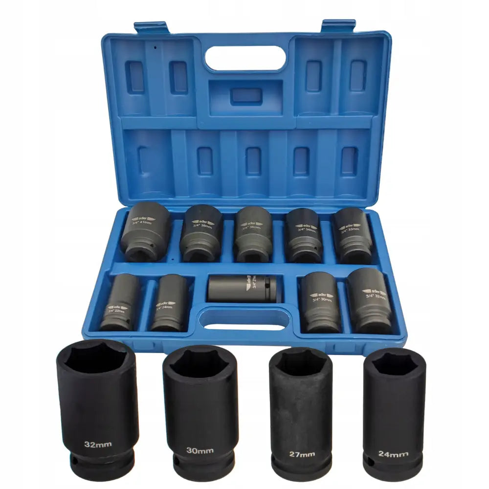 Slagpipenøkkelsett 10 deler 3/4 tommer 22-41 mm