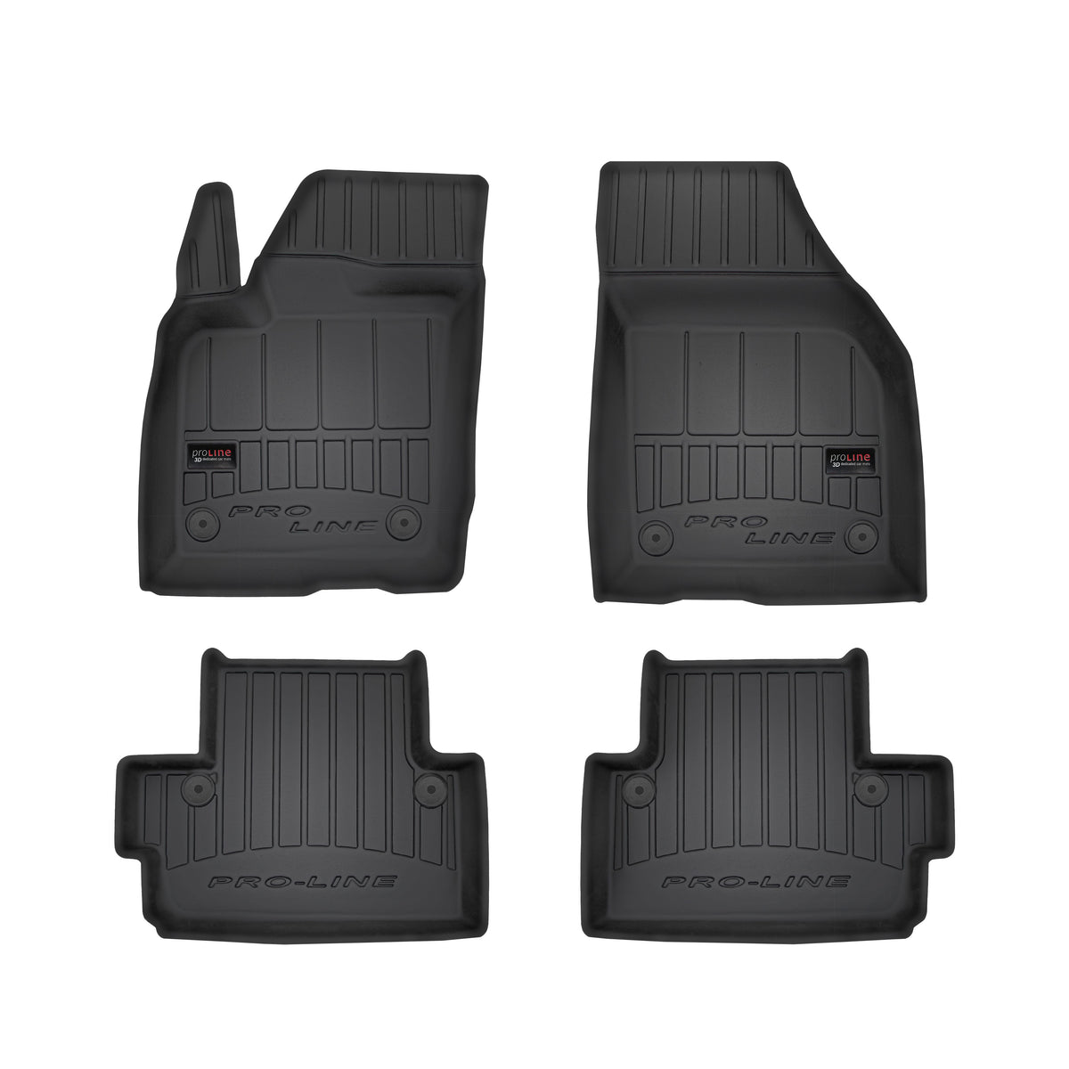 Frogum 3D Premium gulvmatter til Volvo C30 2006–2012 – svart TPE med 60 mm sidekant, sett med 4