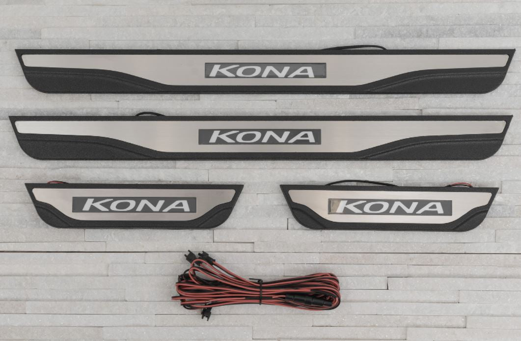 Ven-Tuning dørbeskytter til Hyundai Kona I / Kona Electric I – hvit LED