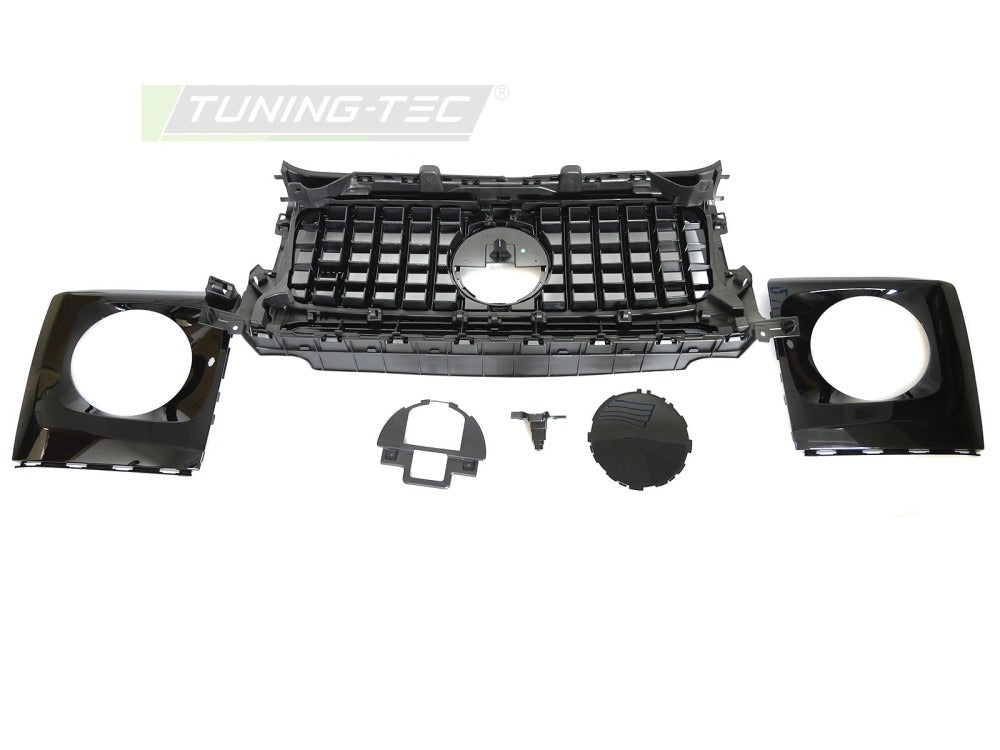 Grill Mercedes G-Klasse W464 18-24 blank sort med festedetaljer på baksiden.