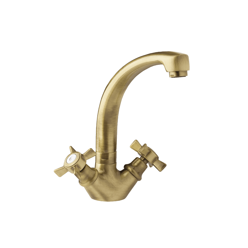 Demm Victorian kjøkkenbatteri 2430V/BR i antikk bronsefinish vist fra siden med klassisk Victorian-design
