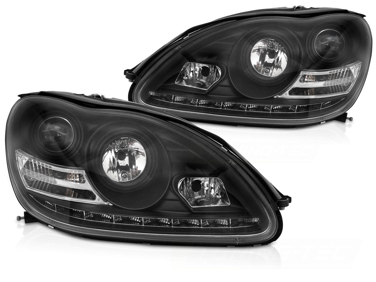 Frontlykter til Posisjonslys Svart Mercedes W220 02-05 – hovedbilde på hvit bakgrunn